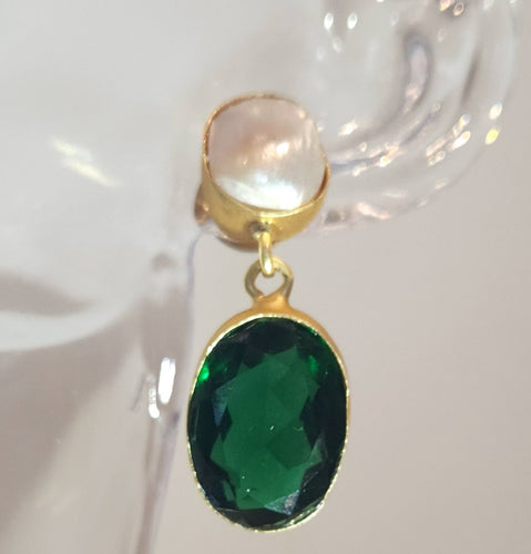 Mescha Emerald Onyx & Pearl drop