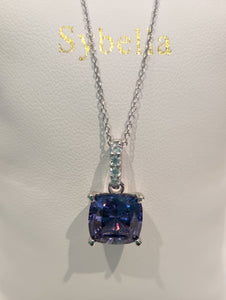 ARIELLA - Blue and CZ Rhodium Pendant