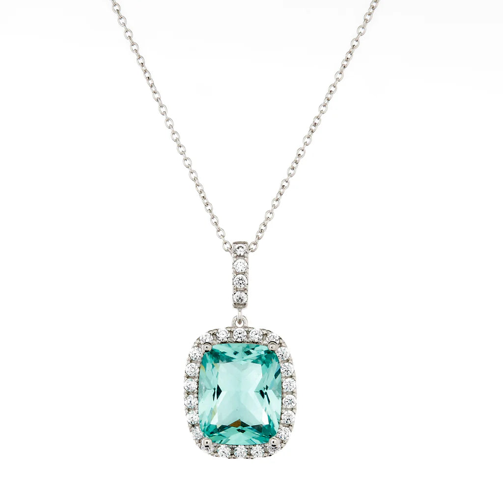 AINSLEY EMERALD CUT JADE GREEN & CZ PENDANT