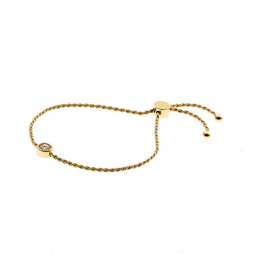 ARKI SILVER OR GOLD ROPE STYLE ADJUSTABLE BRACELET WITH ROUND CZ