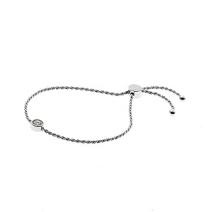 ARKI SILVER OR GOLD ROPE STYLE ADJUSTABLE BRACELET WITH ROUND CZ