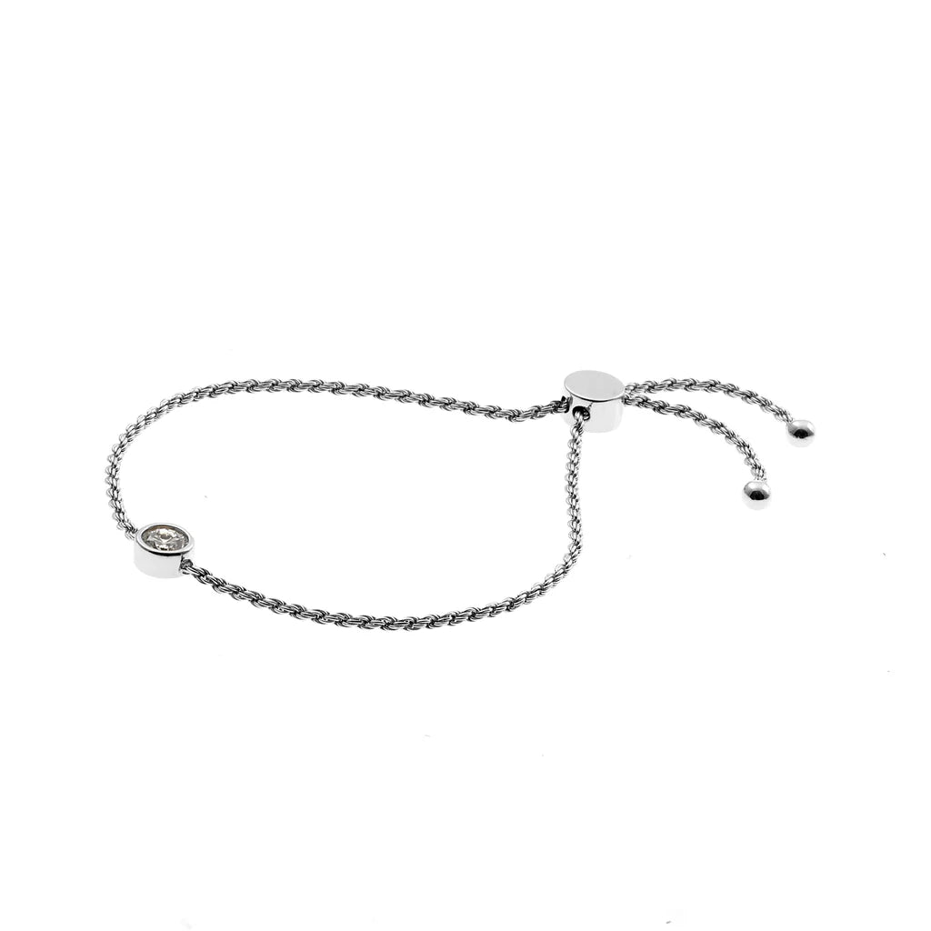 ARKI SILVER OR GOLD ROPE STYLE ADJUSTABLE BRACELET WITH ROUND CZ