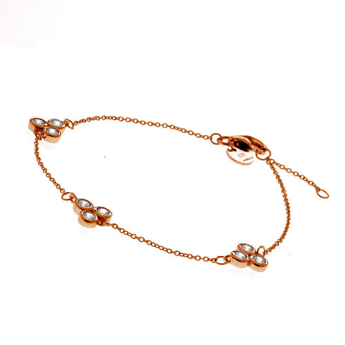 ROSE GOLD TRI CLEAR CUBIC ZIRCONIA FINE CHAIN BRACELET