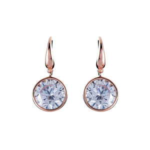 Avery bezel Rose gold drop hook earrings Sybella