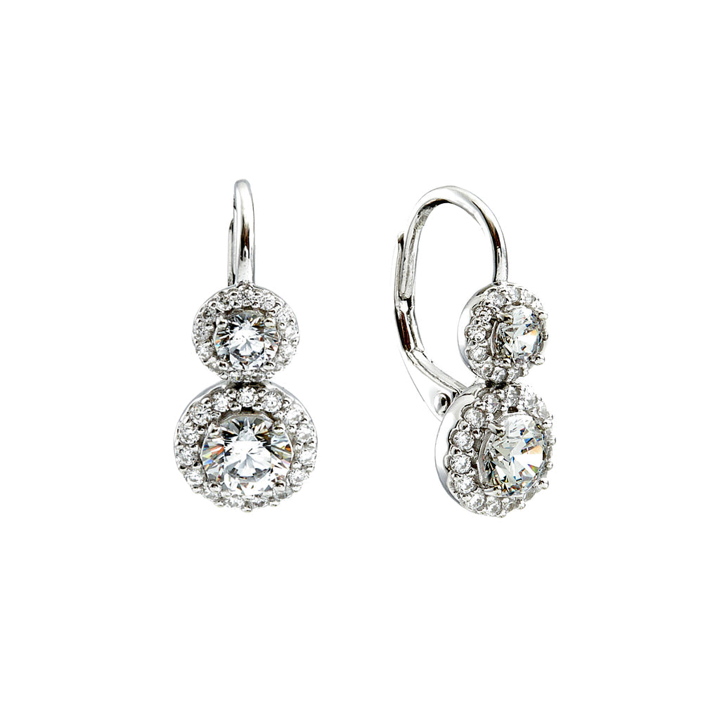 Daniela Rhodium double cz dro earrings. Sybella