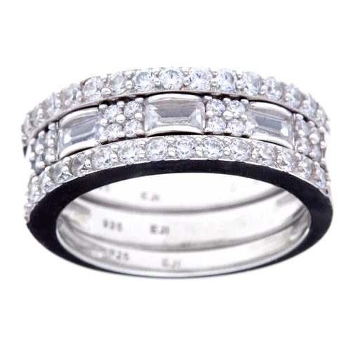 TRI RHODIUM CZ RING STACK