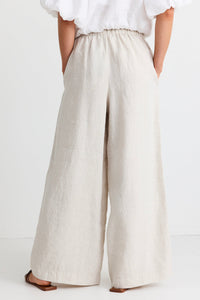 Resort natural linen wide leg pants