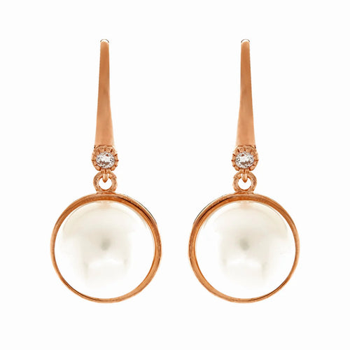 ROSE GOLD FRESHWATER PEARL DROP EARRINGS