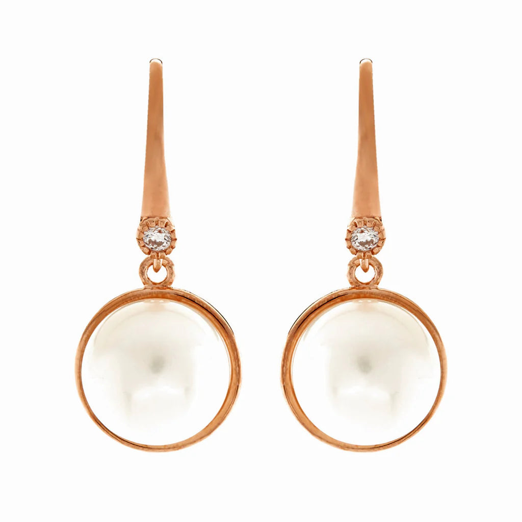 ROSE GOLD FRESHWATER PEARL DROP EARRINGS