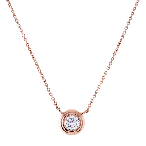 ROSE GOLD ROUND BEZEL CZ NECKLACE