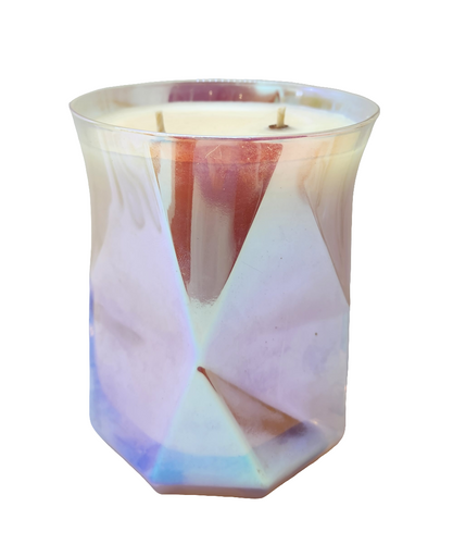 Rainbow glass soy candle