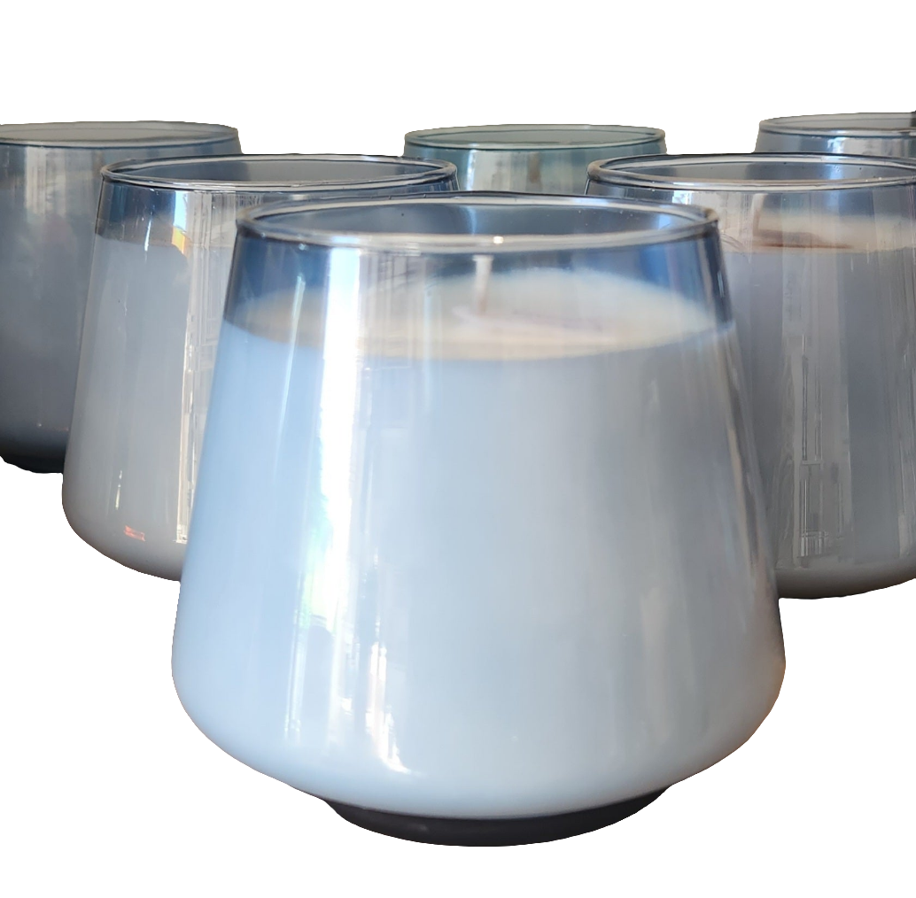 Soy candle blue glass